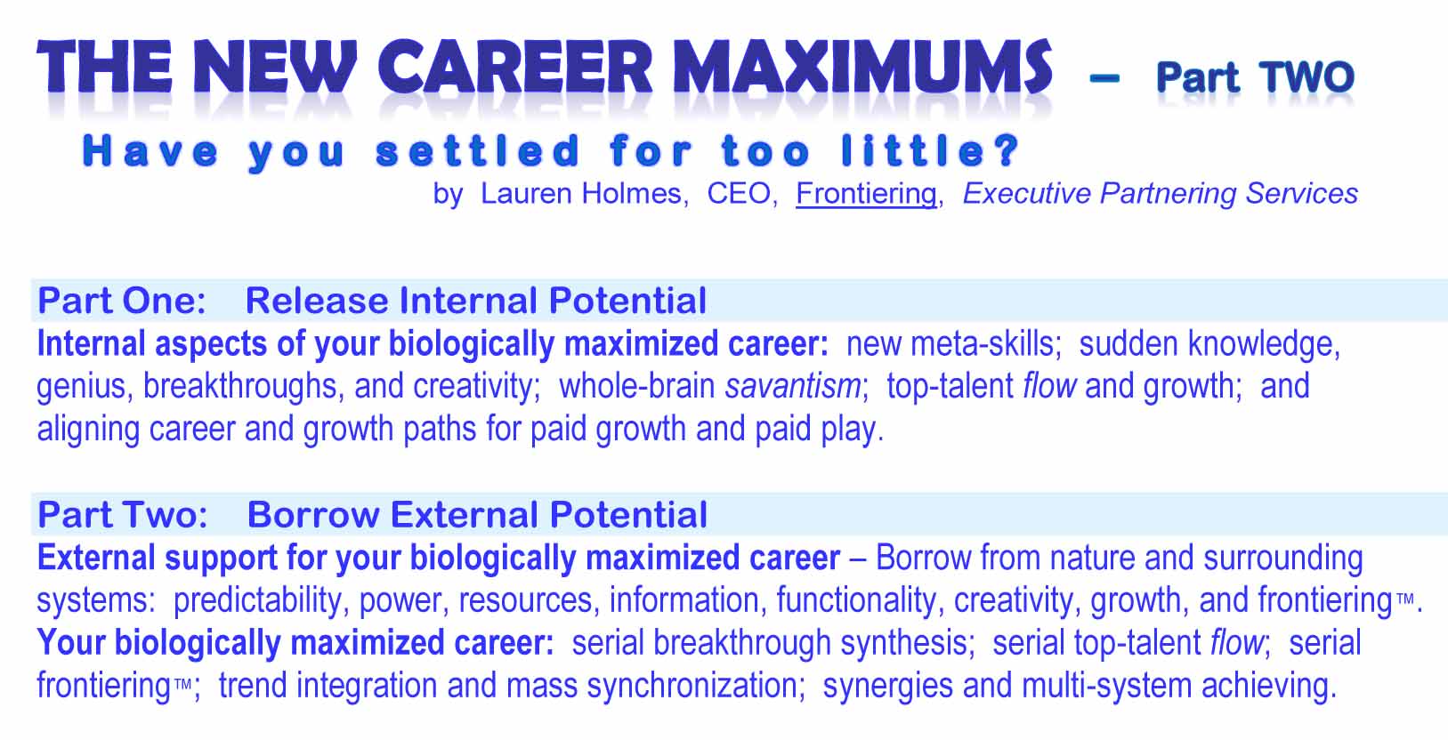 New Career Maximums  - Part Two